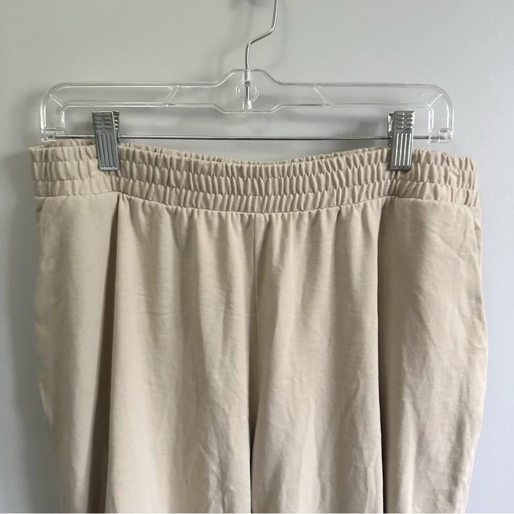 Zara Beige Joggers, Elastic Waist 100% Cotton Pants with Pockets Size XL - Picture 3 of 9
